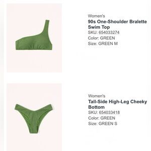 Abercrombie & Fitch Green One-Shoulder Bikini Set